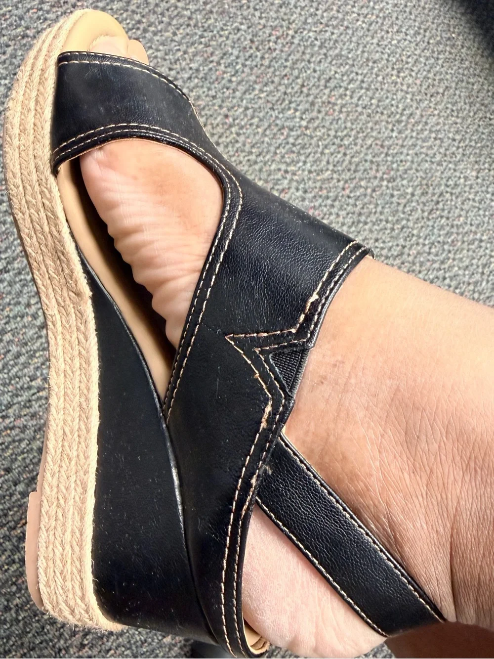 Journee Collection Black Cutout Espadrille Sandals - Comfort System